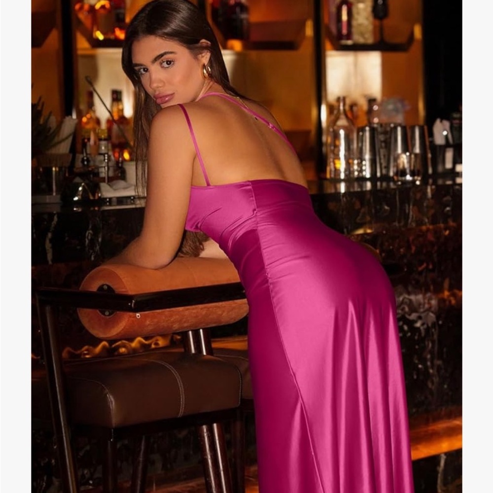 Elegant Pink Satin Dress